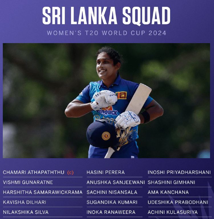 Sri Lanka Women T20 Squad World Cup 2024 | Sri Lanka Women’s Roster T20 WC 2024 UAE